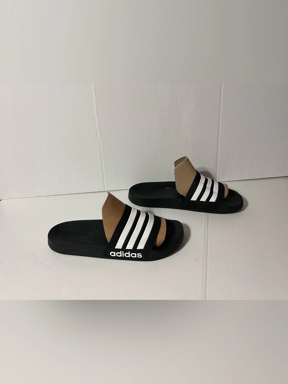 Adidas black/white slide sandals men size 12